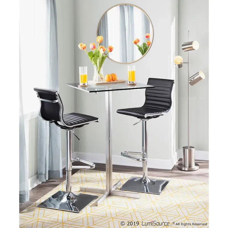 Contemporary Adjustable Bar Stool in Faux Leather