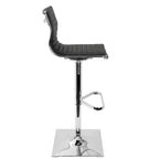 Contemporary Adjustable Bar Stool in Faux Leather