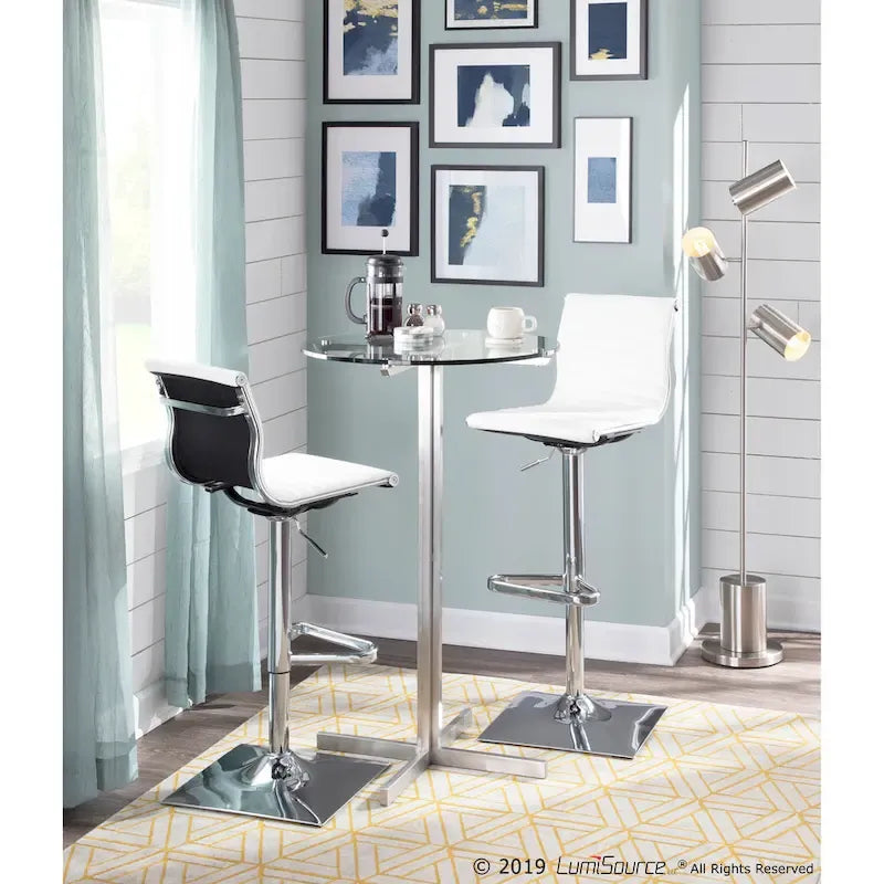 Contemporary Adjustable Bar Stool in Faux Leather