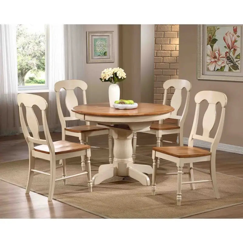 Antique Caramel/Biscotti Round 5-Piece Dining Set