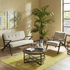 Upholstered Arm Chair with Angled Wood Frame