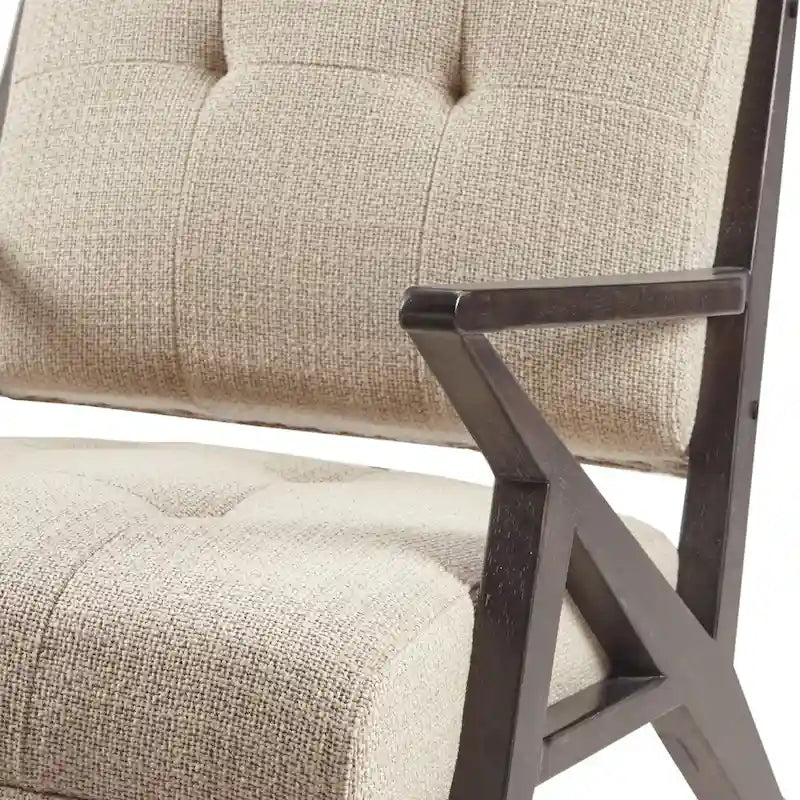 Upholstered Arm Chair with Angled Wood Frame