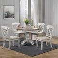 Antique White Weathered Pine 5 Piece Pedestal Table Set