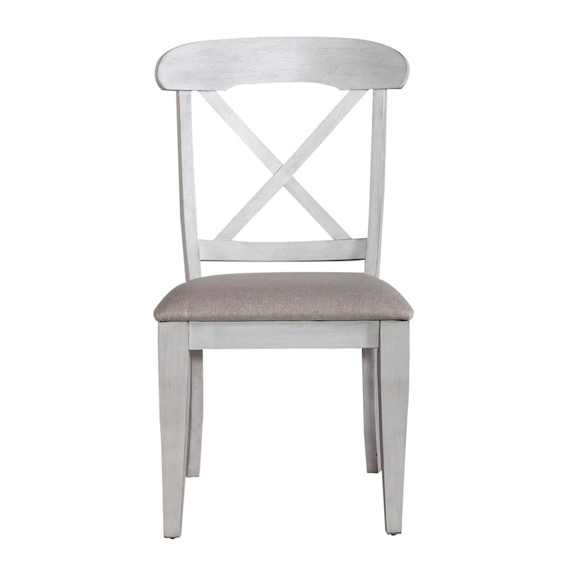 Antique White Weathered Pine 5 Piece Pedestal Table Set