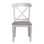Antique White Weathered Pine 5 Piece Pedestal Table Set