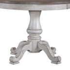 Antique White Weathered Pine 5 Piece Pedestal Table Set