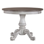 Antique White Weathered Pine 5 Piece Pedestal Table Set