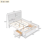 Full Size Platform Bed with Drawer on the Each Side and Shelf on the End of the Bed,