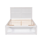 Full Size Platform Bed with Drawer on the Each Side and Shelf on the End of the Bed,