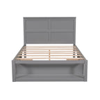 Full Size Platform Bed with Drawer on the Each Side and Shelf on the End of the Bed,