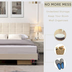Platform Bed Frame with Fabric Upholstered Headboard