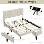 Platform Bed Frame with Fabric Upholstered Headboard