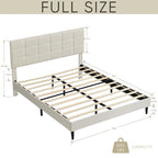 Platform Bed Frame with Fabric Upholstered Headboard
