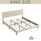 Platform Bed Frame with Fabric Upholstered Headboard
