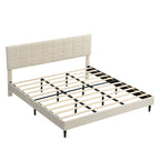 Platform Bed Frame with Fabric Upholstered Headboard