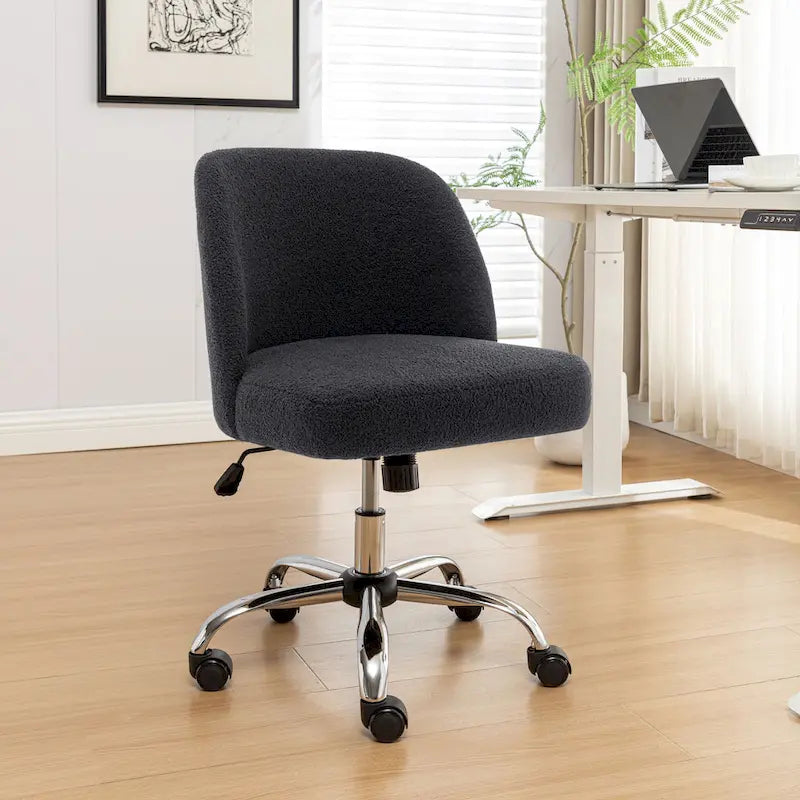 Fabric Armless Office Chair with Steel Roller Casters