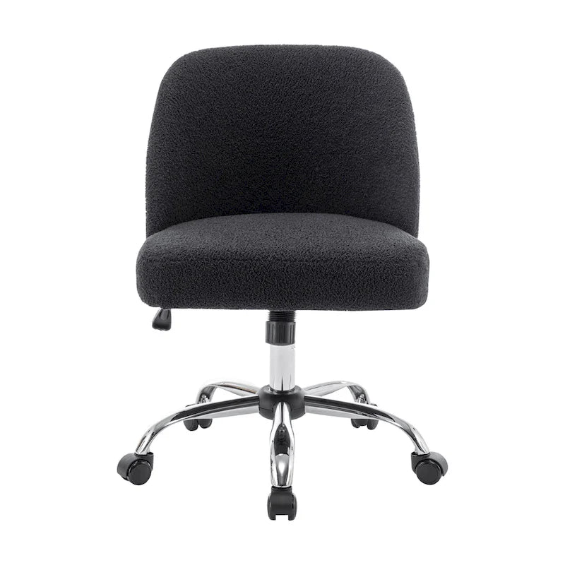 Fabric Armless Office Chair with Steel Roller Casters
