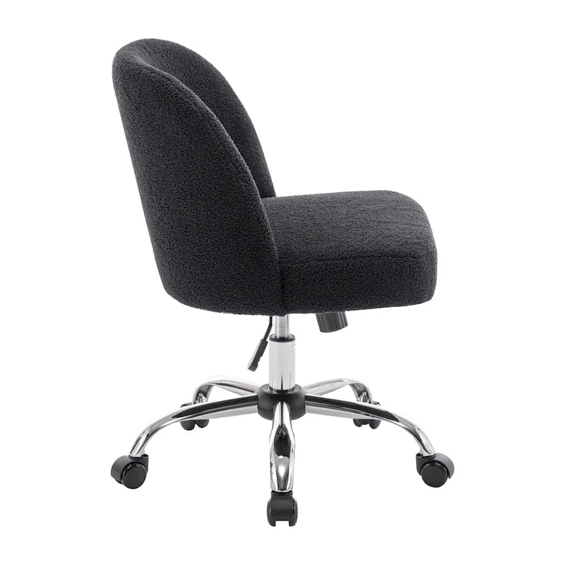 Fabric Armless Office Chair with Steel Roller Casters