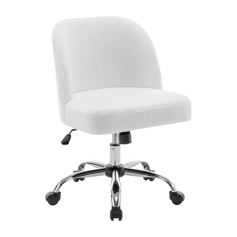 Fabric Armless Office Chair with Steel Roller Casters