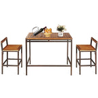 3 PCS Patio Rattan Wicker Bar Dining Furniture Set