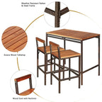 3 PCS Patio Rattan Wicker Bar Dining Furniture Set