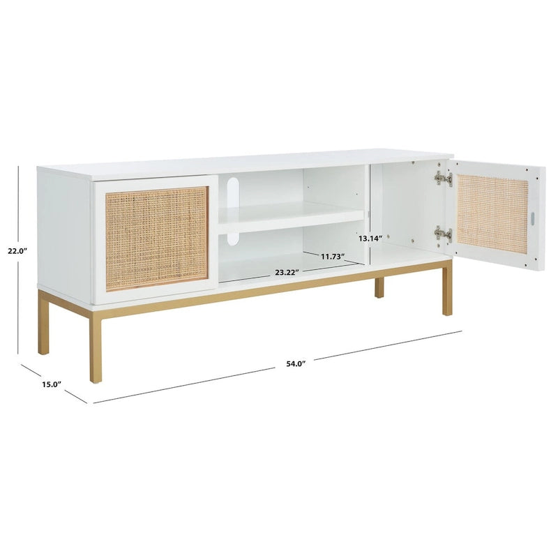 1 Shelf Rattan Media Stand - 54  W x 15  D x 22  H - 54Wx15Dx22H