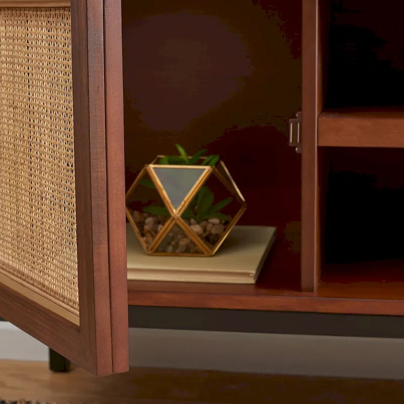 1 Shelf Rattan Media Stand - 54  W x 15  D x 22  H - 54Wx15Dx22H