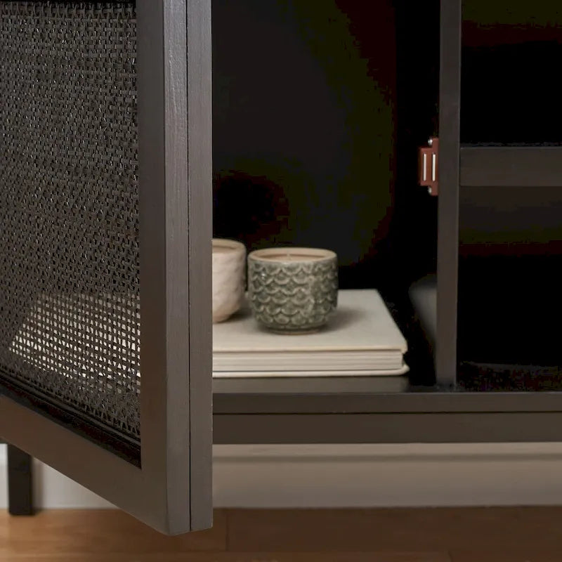 1 Shelf Rattan Media Stand - 54  W x 15  D x 22  H - 54Wx15Dx22H