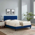 Chevron Tufted Performance Velvet Queen Platform Bed