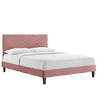 Chevron Tufted Performance Velvet Queen Platform Bed
