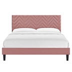 Chevron Tufted Performance Velvet Queen Platform Bed