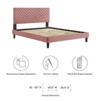 Chevron Tufted Performance Velvet Queen Platform Bed