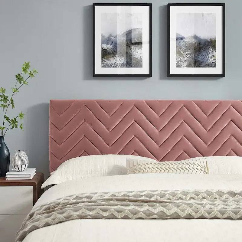 Chevron Tufted Performance Velvet Queen Platform Bed