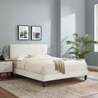 Chevron Tufted Performance Velvet Queen Platform Bed