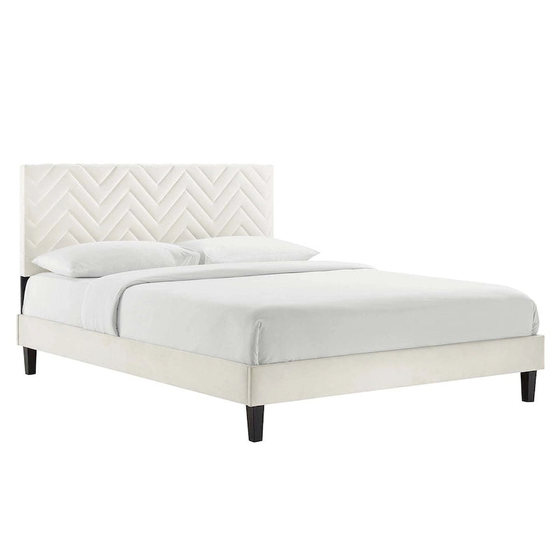 Chevron Tufted Performance Velvet Queen Platform Bed