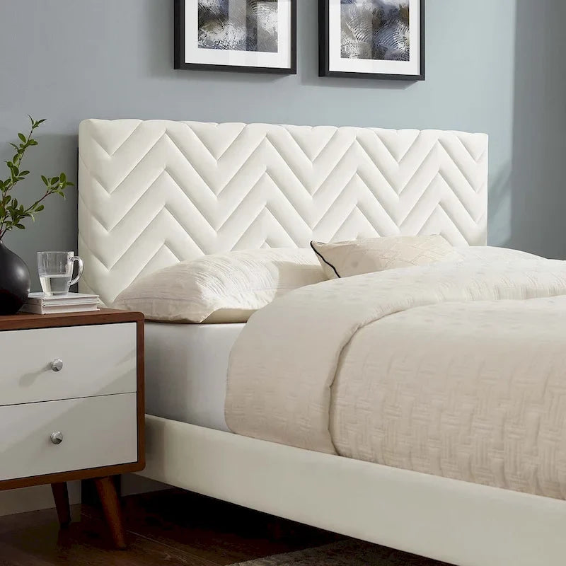 Chevron Tufted Performance Velvet Queen Platform Bed