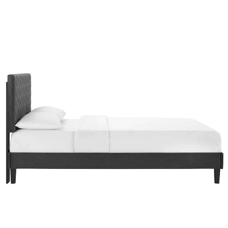 Chevron Tufted Performance Velvet Queen Platform Bed
