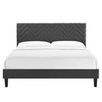 Chevron Tufted Performance Velvet Queen Platform Bed