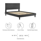 Chevron Tufted Performance Velvet Queen Platform Bed