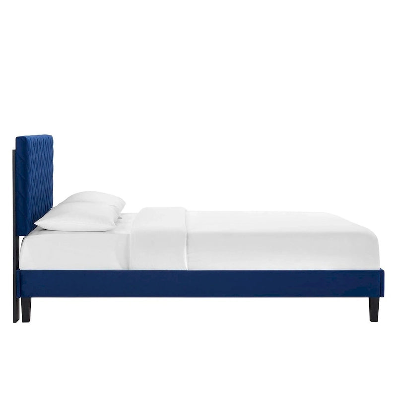 Chevron Tufted Performance Velvet Queen Platform Bed