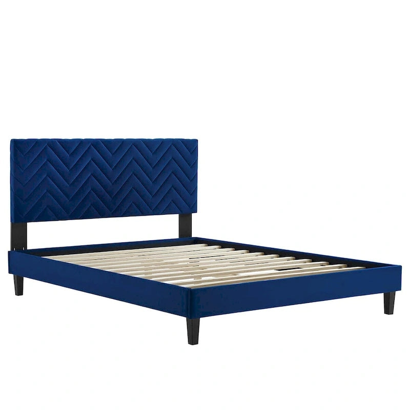 Chevron Tufted Performance Velvet Queen Platform Bed