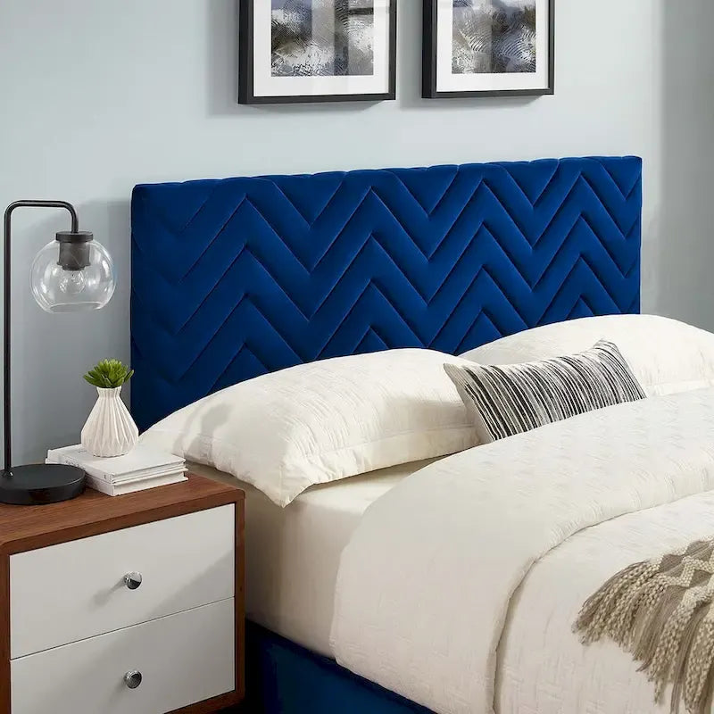 Chevron Tufted Performance Velvet Queen Platform Bed