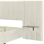 Full Size Upholstered Platform Bed with Big Headboard