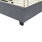 Full Size Upholstered Platform Bed with Big Headboard