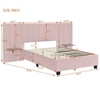 Full Size Upholstered Platform Bed with Big Headboard