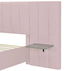 Full Size Upholstered Platform Bed with Big Headboard