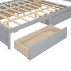 Queen Size Platform Bed with Storage Headboard and 4 Drawers