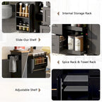 50 in. W Kitchen Island Rubberwood Top on 5 Wheels with 3 Drawers and 2 Slide-Out Shelf