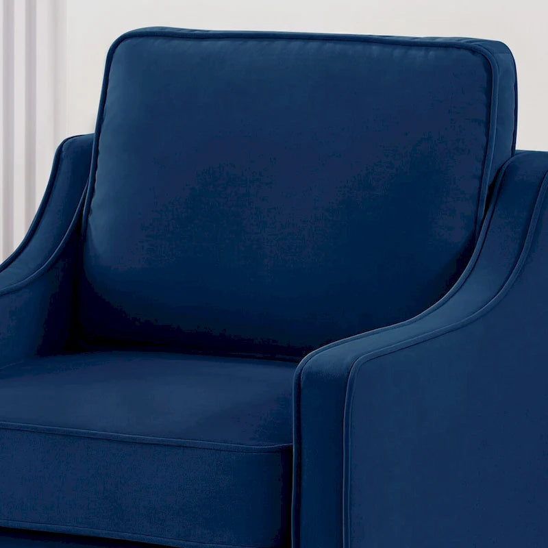 Upholstered Velvet Accent Chair with Wooden Legs