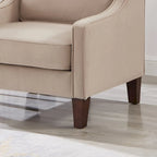 Upholstered Velvet Accent Chair with Wooden Legs